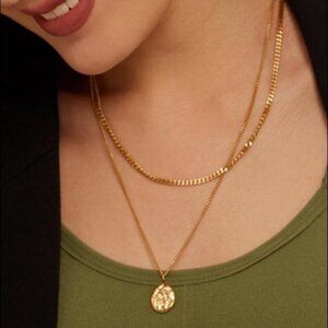 💛18K gold plated pendant layered necklace